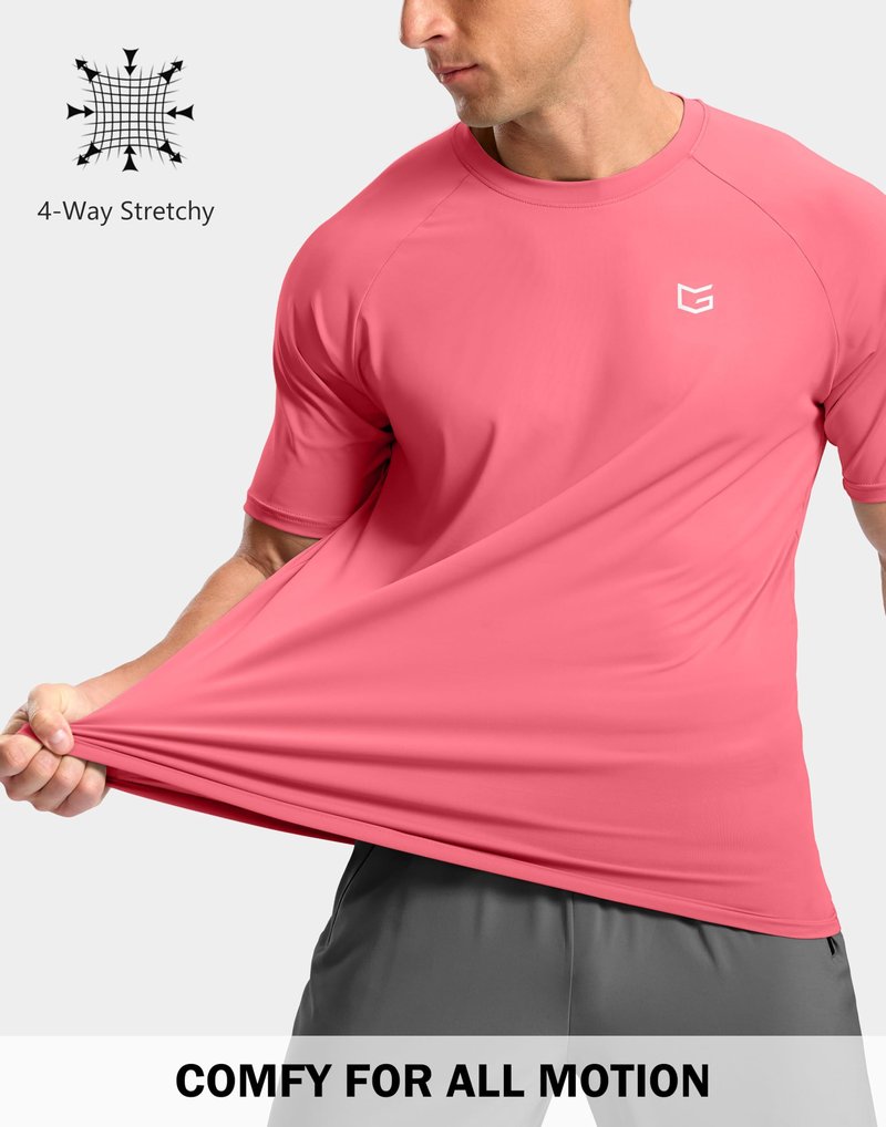 G Gradual Men's Athletic Workout T-Shirts Moisture Wicking Cooling Running Shirts Short Sleeve Performance Tee for Gym Tennis(Pink,XXL)