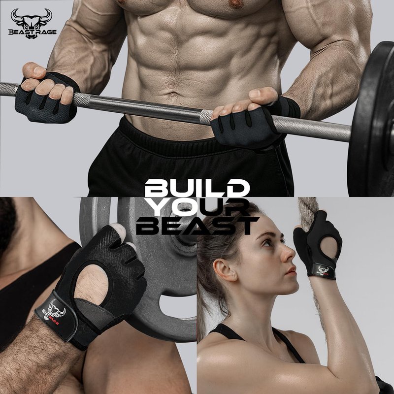 Fingerless Weight Lifting Gloves - Breathable Gym Gloves with Palm Protection for Men & Women | Ideal for Weightlifting, Cycling, and Training