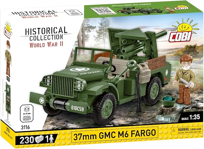 COBI Historical Collection WWII 37mm GMC M6 Fargo Armored Vehicle Building Set 230 Pieces