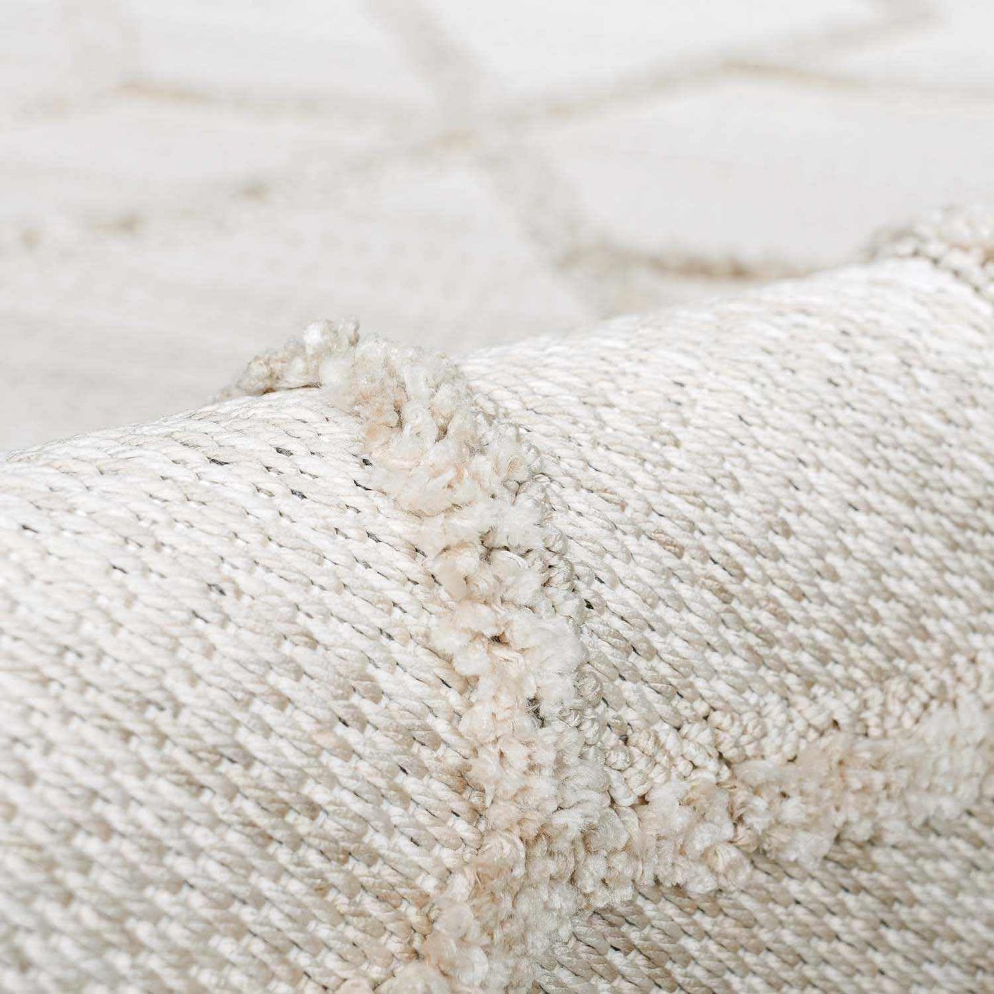 Hauteloom Hive Farmhouse Living Room Bedroom Modern Moroccan Trellis Area Rug - Soft Shaggy High Low Carpet - High Pile - Bohemian, Boho - Gray, Brown, Beige, Cream - 5'3" x 7'