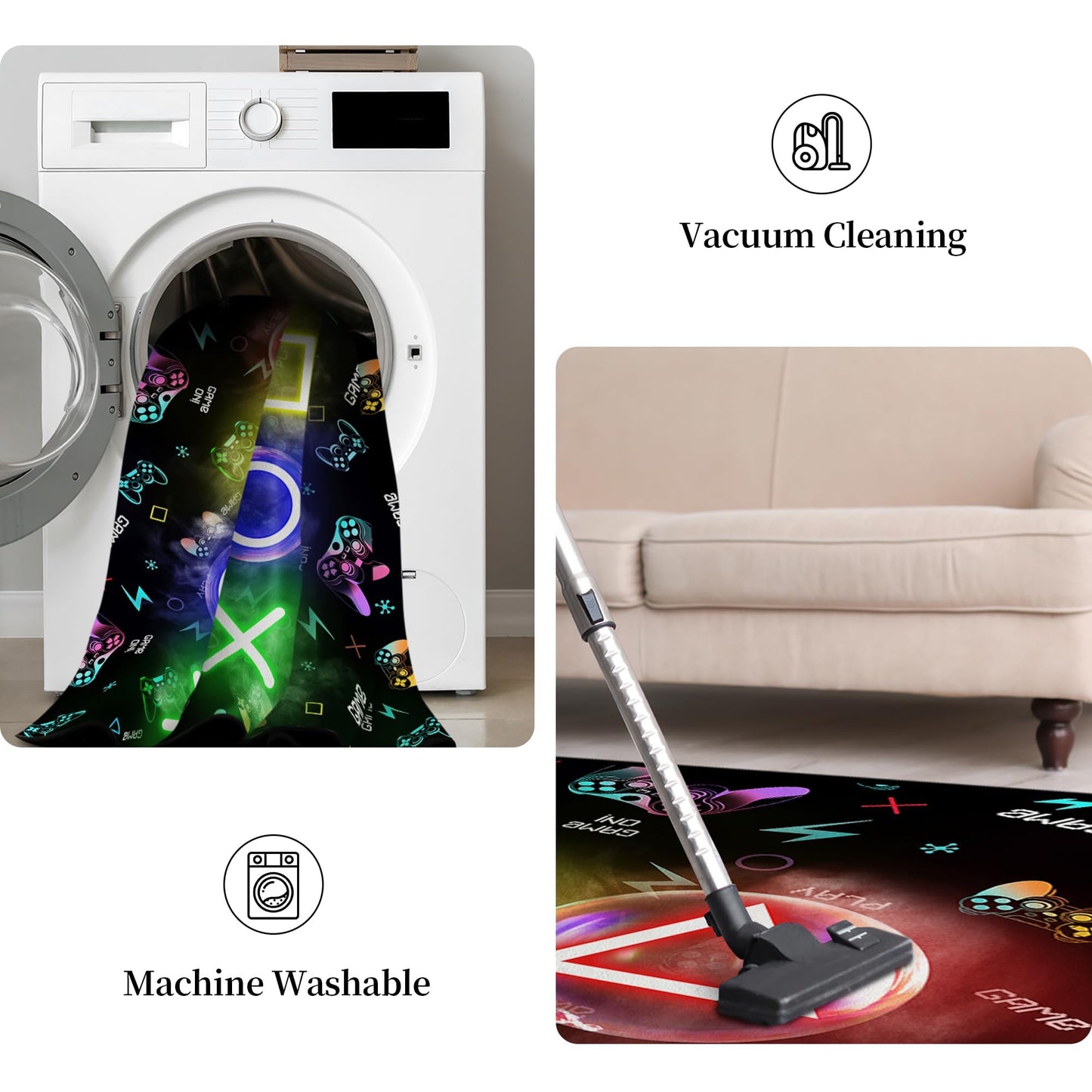 Gaming Rugs for Bedroom Boys, 3x5 Gamer Rug for Boys Room, Gaming Room Decor Accessories for Teen, Non-Slip Machine Washable Game Carpet, Gamer Bedroom Decor