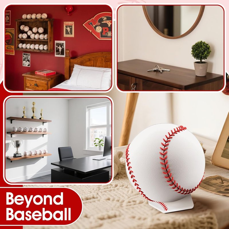 Wooden Baseball Stand - Home Plate Shape Display Holder for Memorabilia | Heavy Duty Baseball Decor for Office & Trophy Shelf