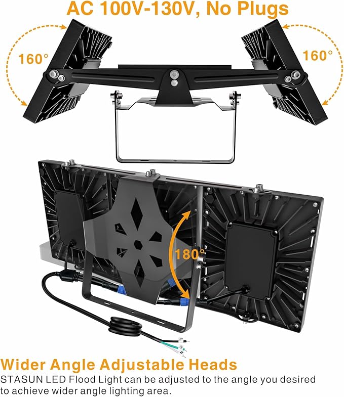 STASUN Flying Series Pro 300W 30000LM LED Flood Light Outdoor, 3000K Warm Soft White, 110V-130V, IP66 Waterproof Exterior Floodlight for Stadium, Arena, Court, Commercial, Backyard, Parking Lot