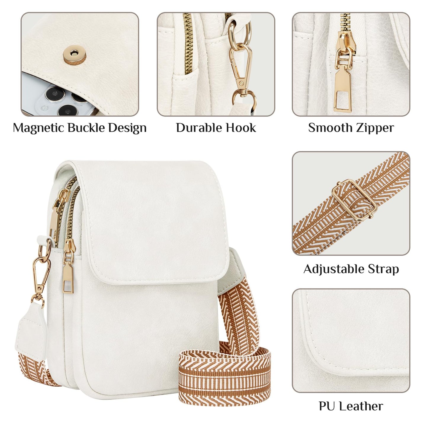 Fuyoula Fashion Small Crossbody Bags for Women Trendy Designer Cell Phone Purses Wallets with Card Holder Anti Theft Travel