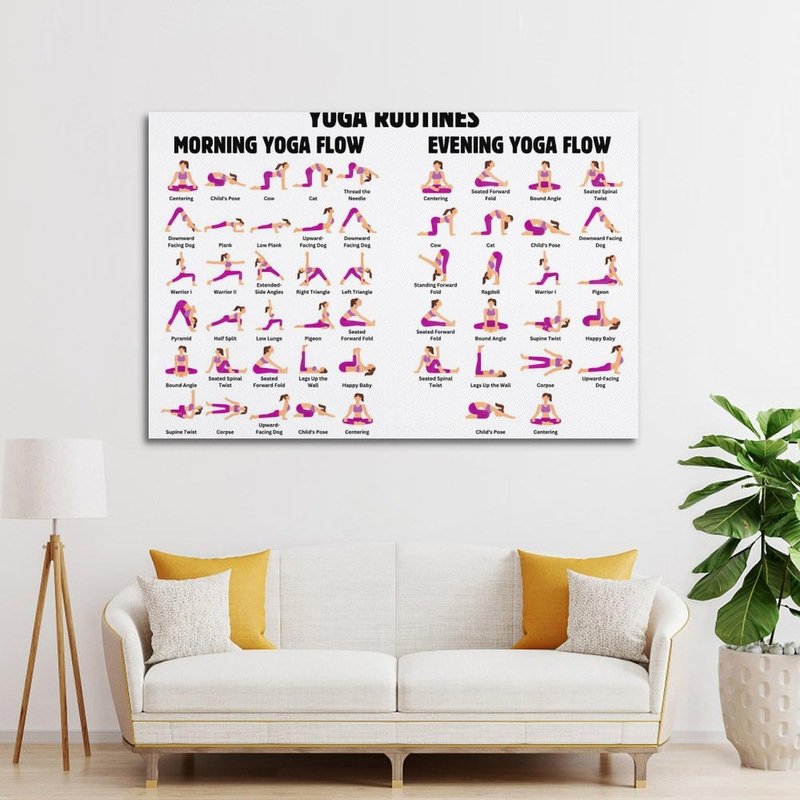 Ouyniei Yoga Poses Poster Yoga Beginner Workout Chart Home Fitness Decor Poster Wall Art Canvas Aesthetic 12x18inch(30x45cm) Unframe-style