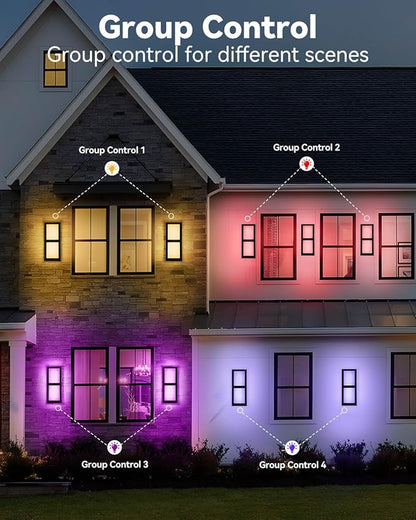 SHIMR Outdoor Wall Lights, Smart Porch Lights 1500LM RGBCW Outdoor Light Fixture, Wi-Fi Control Color Changing Exterior Sconce IP65 Waterproof Antirust, Works with Alexa Google Assistant [ETL Listed]