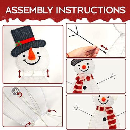 BRIGHTDECK Light Up Snowman Christmas Decorations Outdoor, 54 LEDs Set of 3 Lawn Ornament, Outdoor Lighted Holiday Displays for Christmas Yard Decorations (Snowman)