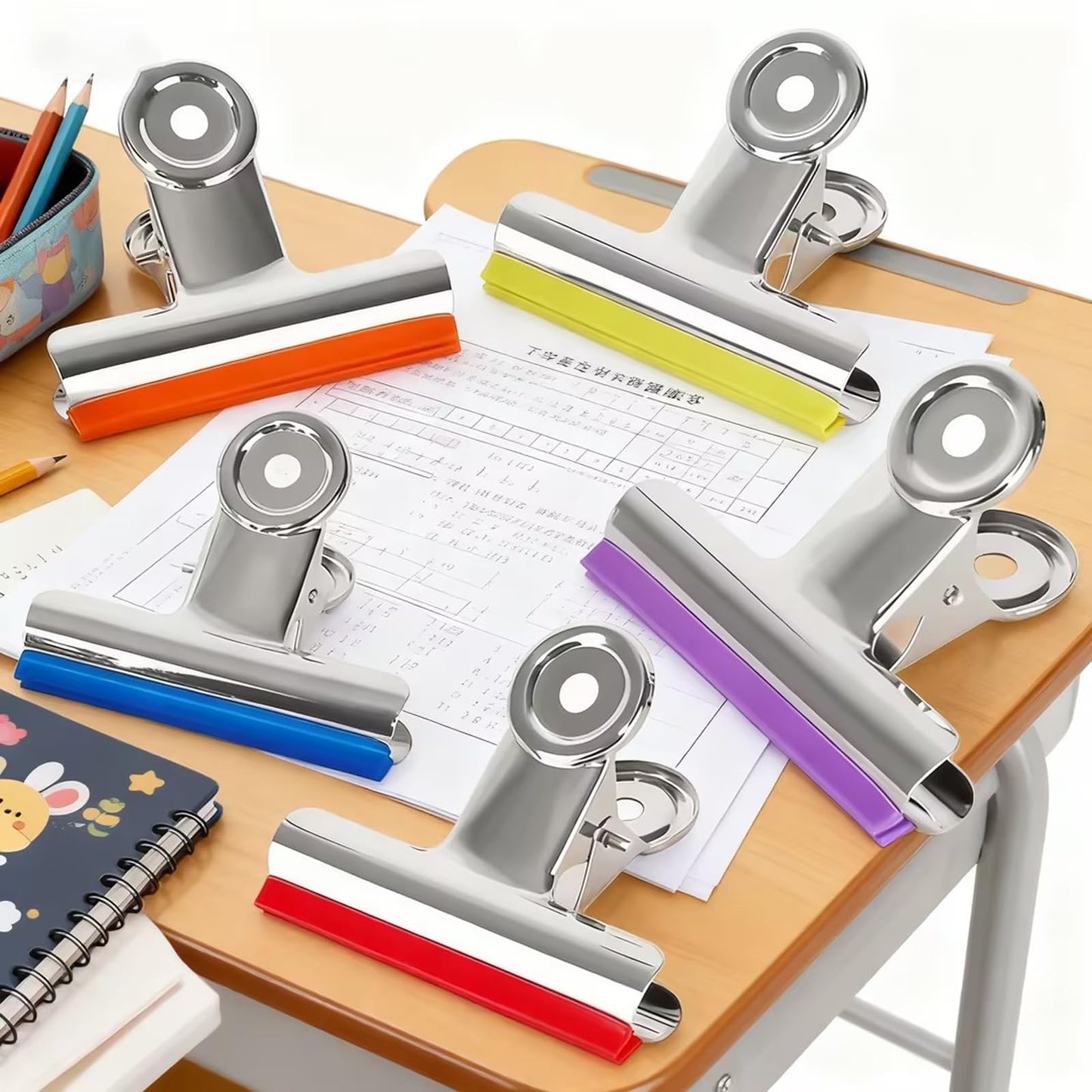 3 Inch Extra Large Bulldog Clips Covered with Silicone, 10 Pack, 75 mm, Silver, Chip Clip, Binder Clips, Fold Clamps for Food Bags, No More Sharp Edges