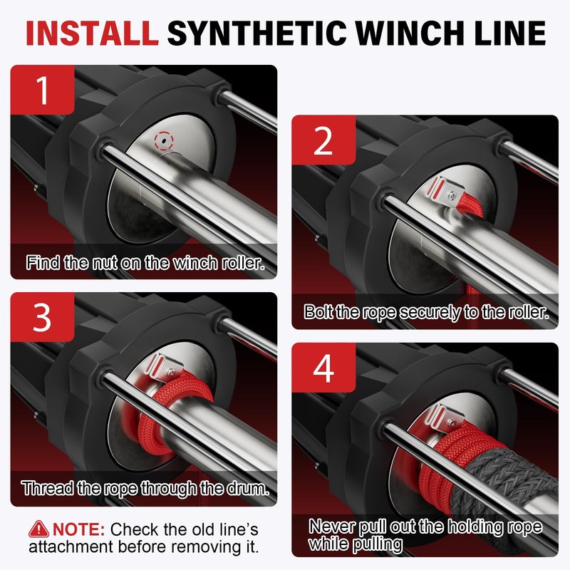 HOKINETY Synthetic Winch Rope Kit - 1/4" x 50' 10000 lbs Synthetic Winch Cable for ATV UTV Off-Road Vehicles with Forged Hook, Rubber Stopper, Protective Sleeve and Safety Pull Strap - Grey