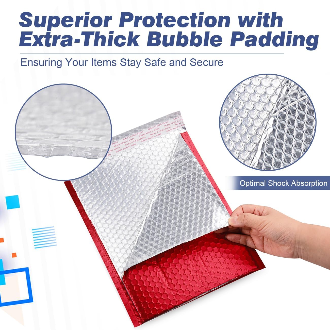 Metallic Matte Red Bubble Mailers - Durable 4x8 Inch Padded Envelopes with Secure Self-Seal Closure - Lightweight & Tear-Resistant Shipping Bags, Pack of 25