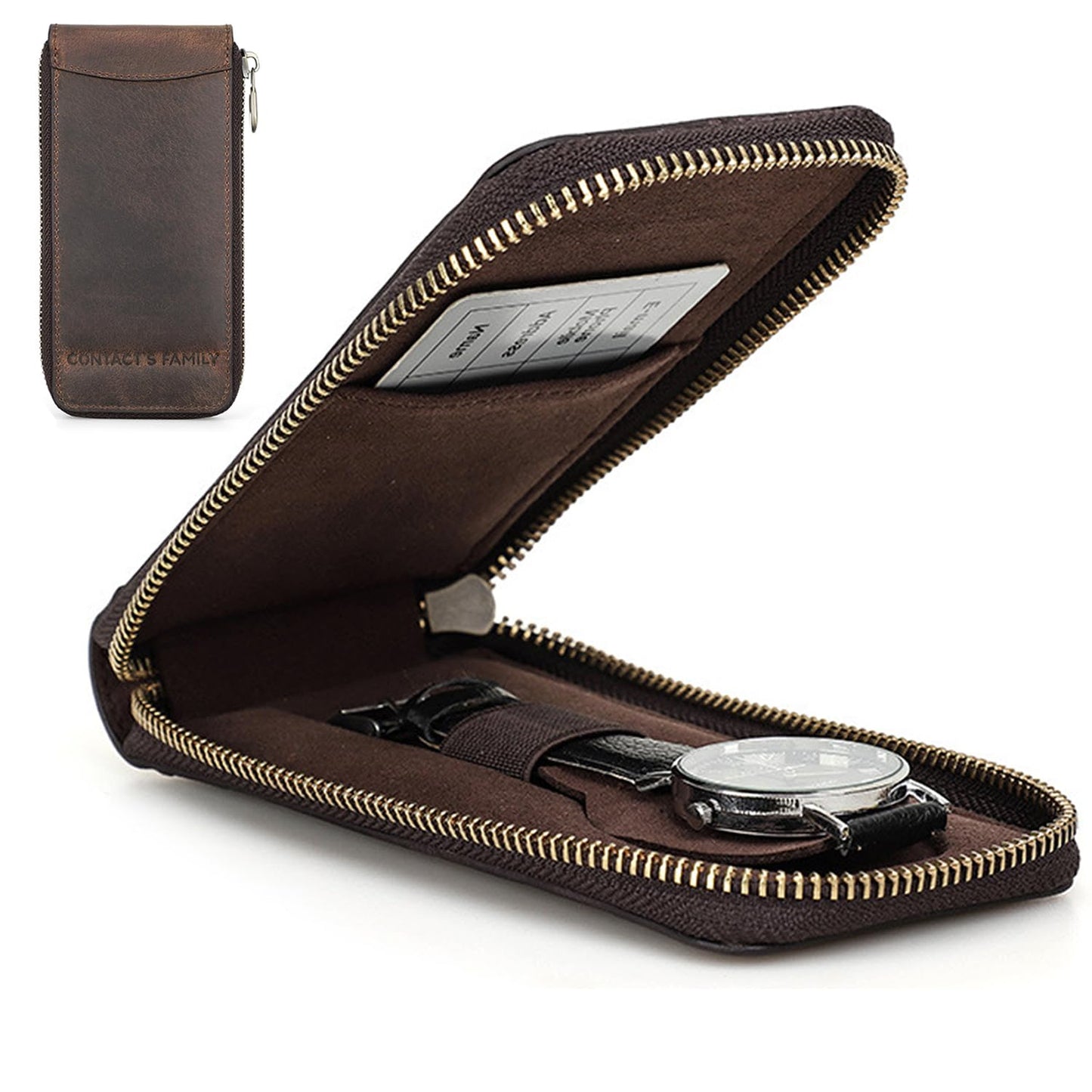 Acidea Genuine Leather Watch Travel Case, Travel Watch Case for Men, Portable Watch Travel Pouch, Watch Storage Organizer Men's Accessories