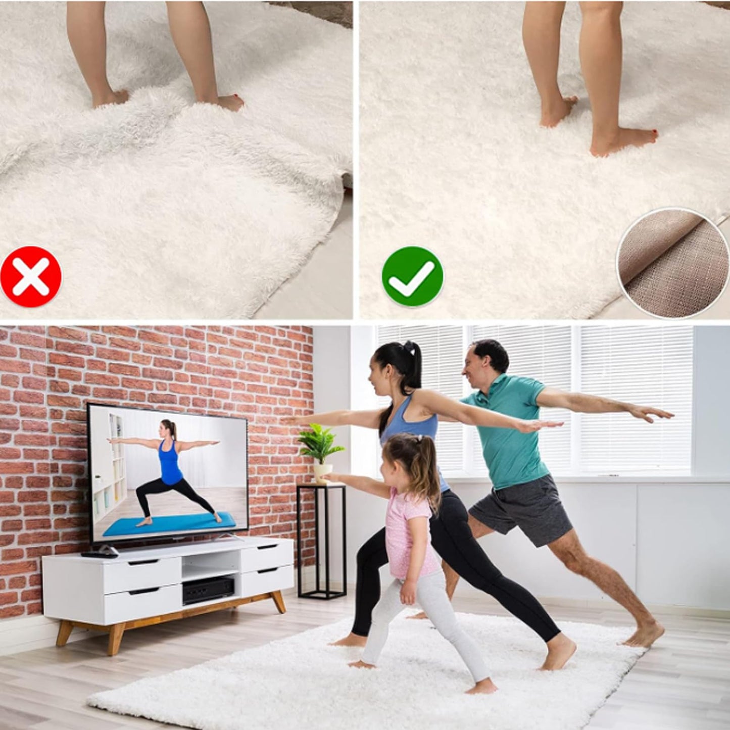 Non SlipGripper Pad for Hardwood Floors, Area Rug Pads for Tile Floor, Under Carpet Anti Skid Mat, Keep Your Rug Safe in Place,Can be Cut to Any Size (White, 79x55inch)