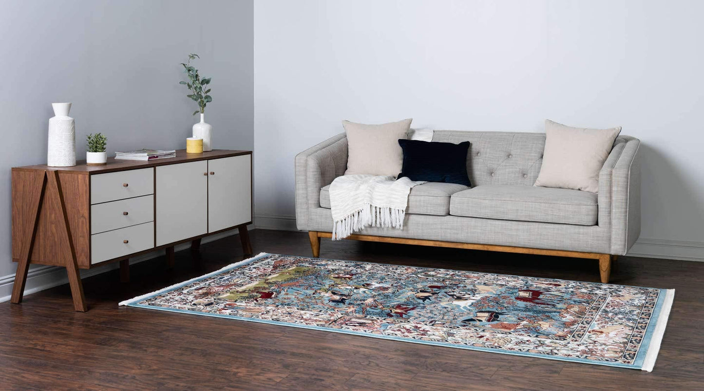 Unique Loom Narenj Collection Area Rug - Birmingham (5' 1" x 8' Rectangle, Blue/ Burgundy)