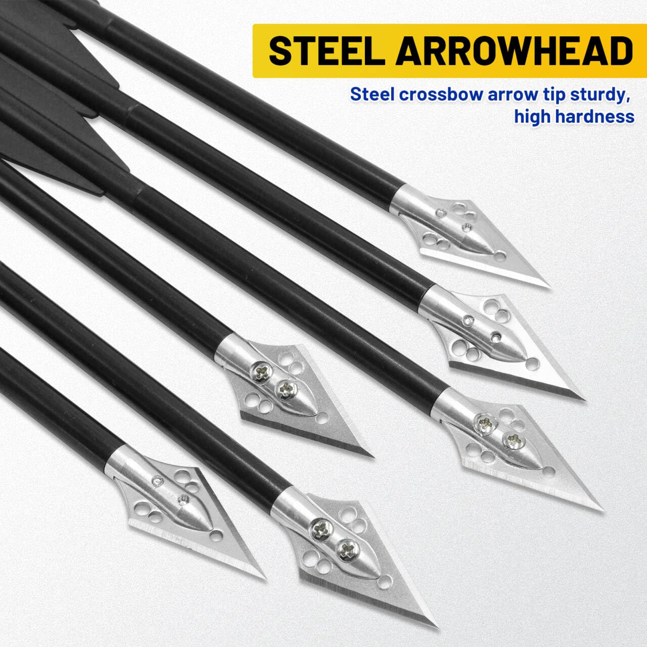 RUOERSISI 6.3" Mini Crossbow Bolts with Sharp Steel Broadhead Tips Aluminum Mini Crossbow Pistol Arrows Pistol Crossbow Arrows for 50-80lbs Mini Crossbow Hunting Target Practice (Black,24pcs)