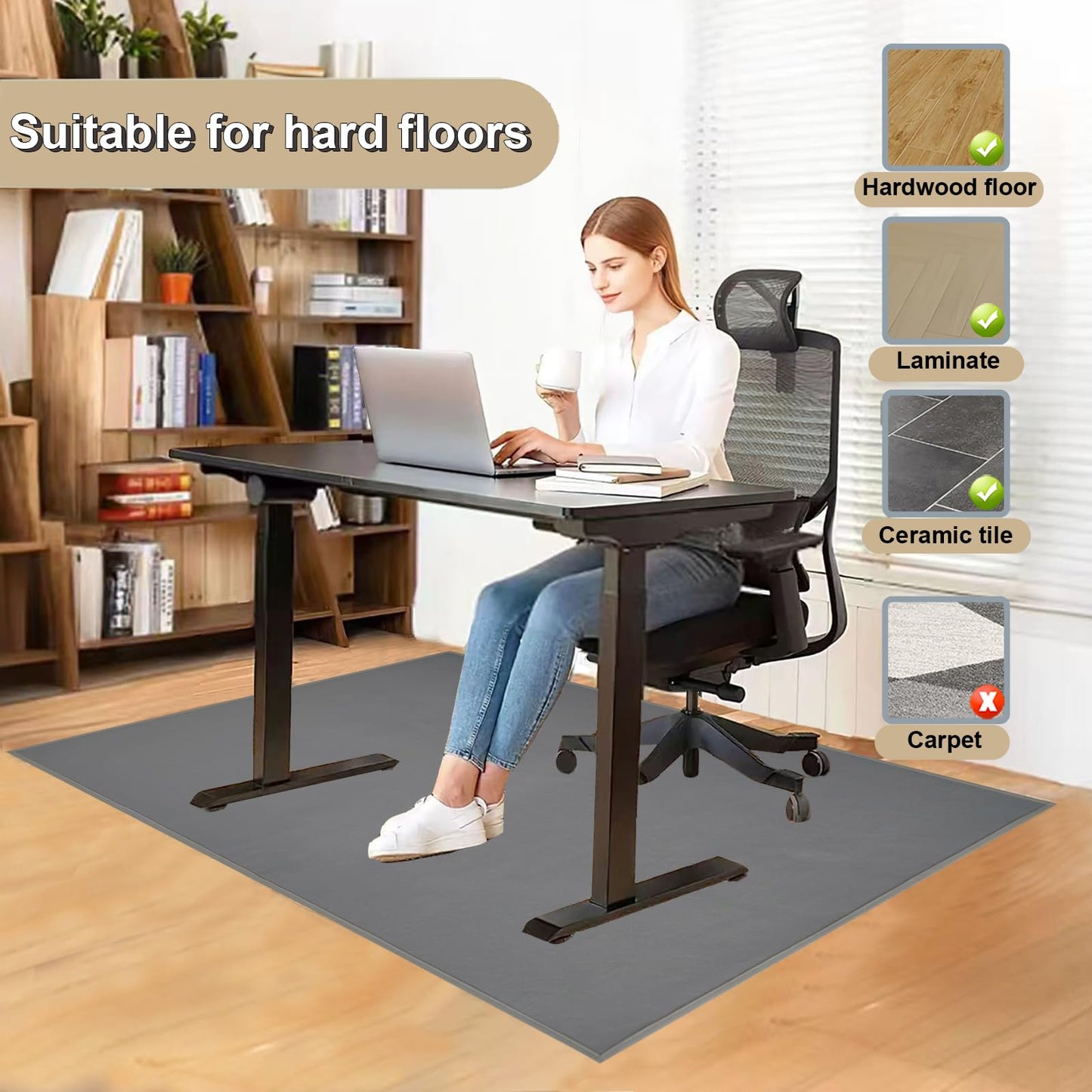 LYEMAT Office Chair Mat for Hardwood Floor, 36x48 inches Heavy Duty Desk Chair Mat for Hard Wood, Non-Slip Tile Floors Protector for Computer Chairs