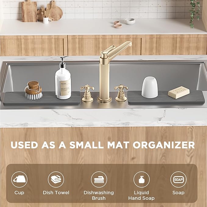 Faucet Mat for Kitchen Sink, Diatomite Stone Drying Sink Protectors, Bathroom
