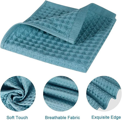 6 Pack Waffle Weave Dish Cloths, 13x13 Inch 100% Cotton Kitchen Towels