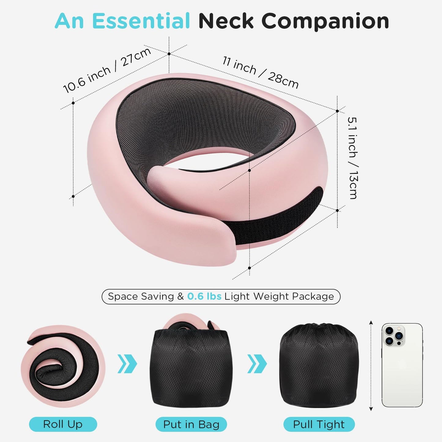 Neck Pillow Airplane,100% Pure Memory FoamTravel Neck Pillow Travel Neck Support Ergonomic &Portable Design Best for Sleeping Plane Car Train Office Flight (Small Grey)