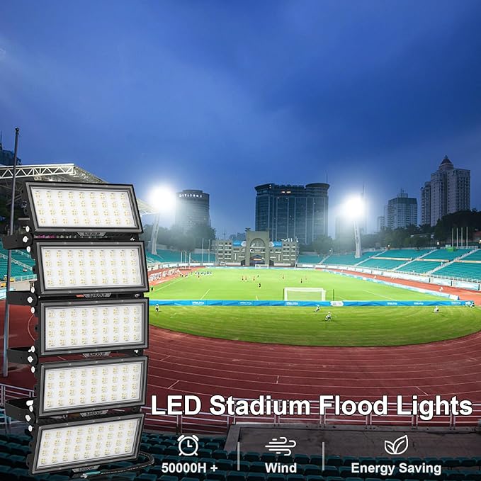 500W Stadium Lights Outdoor LED Flood Light 65000LM,3000W Equivalent 6500K Super Bright LED Arena Lights,IP67 Waterproof Commercial Area Lighting,for Backyard,Sports Fields,Stadium