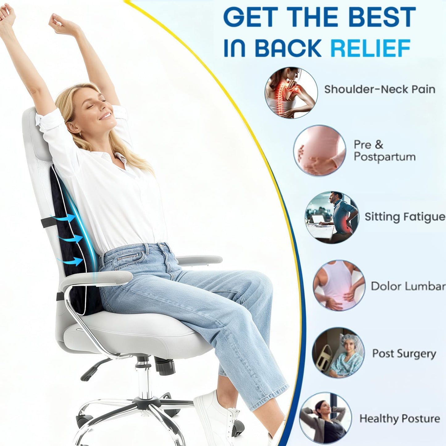 Niceeday Lumbar Support Pillow for Office Chair Car Back Support Pillow, Memory Foam Gaming Chair Desk Chair Back Cushion for Lower Back Pain Relief, Ergonomic Back Rest,Office Home Essentials