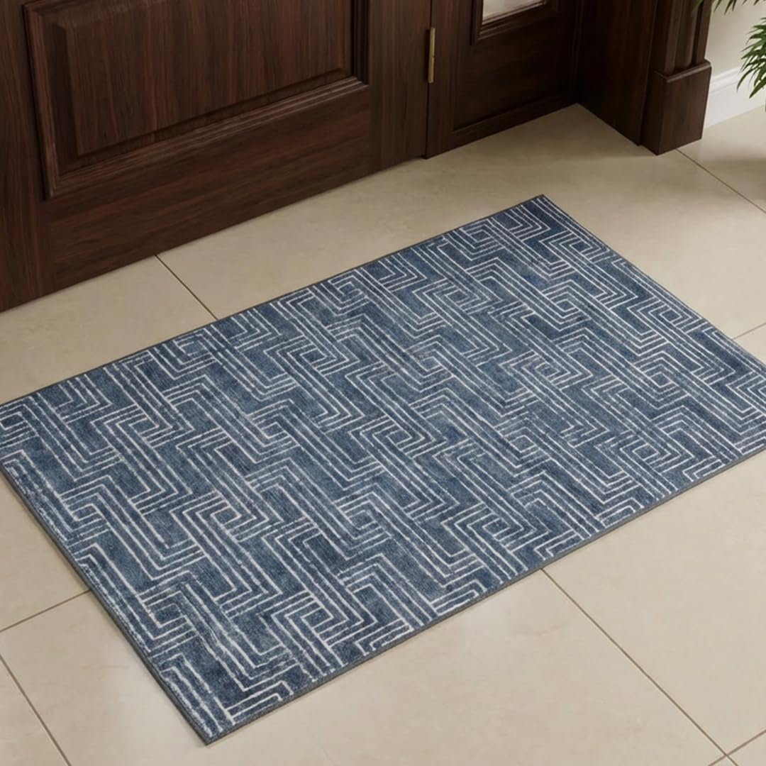 Muddy Mat® Muddy Carpet® Cipher 2ft x 3ft Washable Area Rugs for Living Room, Bedroom & Dining Room – Modern Soft Low Pile Non Slip Carpet – Pet Friendly Waterproof Foldable Rugs for Home