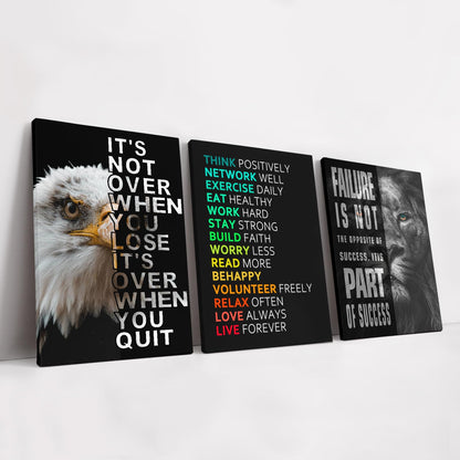 KAWAHONE Canvas Painting Wall Art, Grind Hustle Execution Motivational Wall Art Decoration Posters Prints for Living Room Bedroom, Office Decor, Gallery-Wrapped Canvas Art Set Framed Ready to Hang