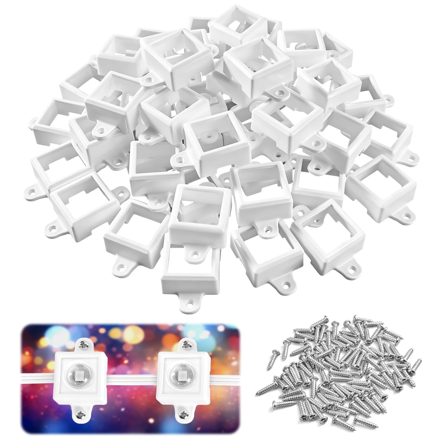45 Sets Light Clips Compatible with Govee H705A/B/C/H805 Permanent Outdoor Lights,Outdoor Waterproof Light Mounting Bracket Clip with Screws(Not Compatible with Pro Version Outdoors Lights)