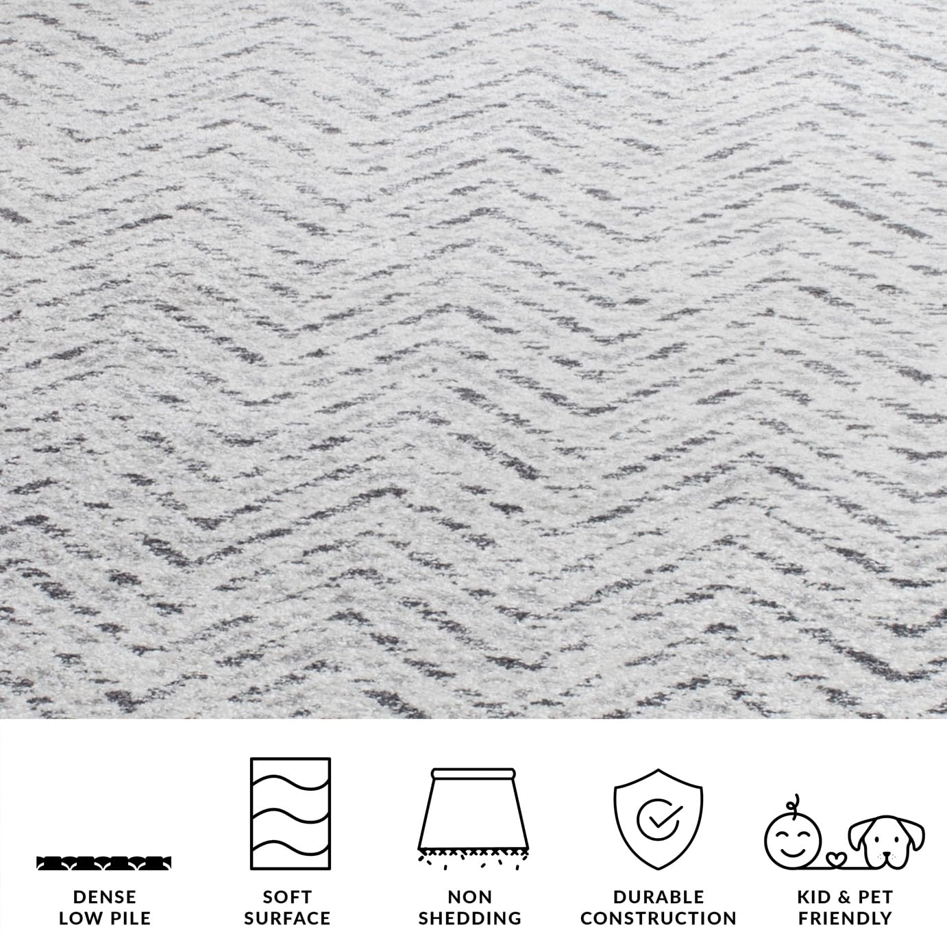 SAFAVIEH Area Rug 8x10 - Adirondack Collection - Large - Ivory & Charcoal, Chevron Pattern, Non-Shedding & Easy Cleaning, Ideal for Living Room, Bedroom, Office, Dining Space (ADR104N)