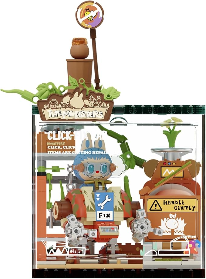 POP MART The Monsters Forest Secret Base Series Blocks-Click-Fix Lab Labubu Building Toy Set Interactive Building Toy for Kids Boys and Girls