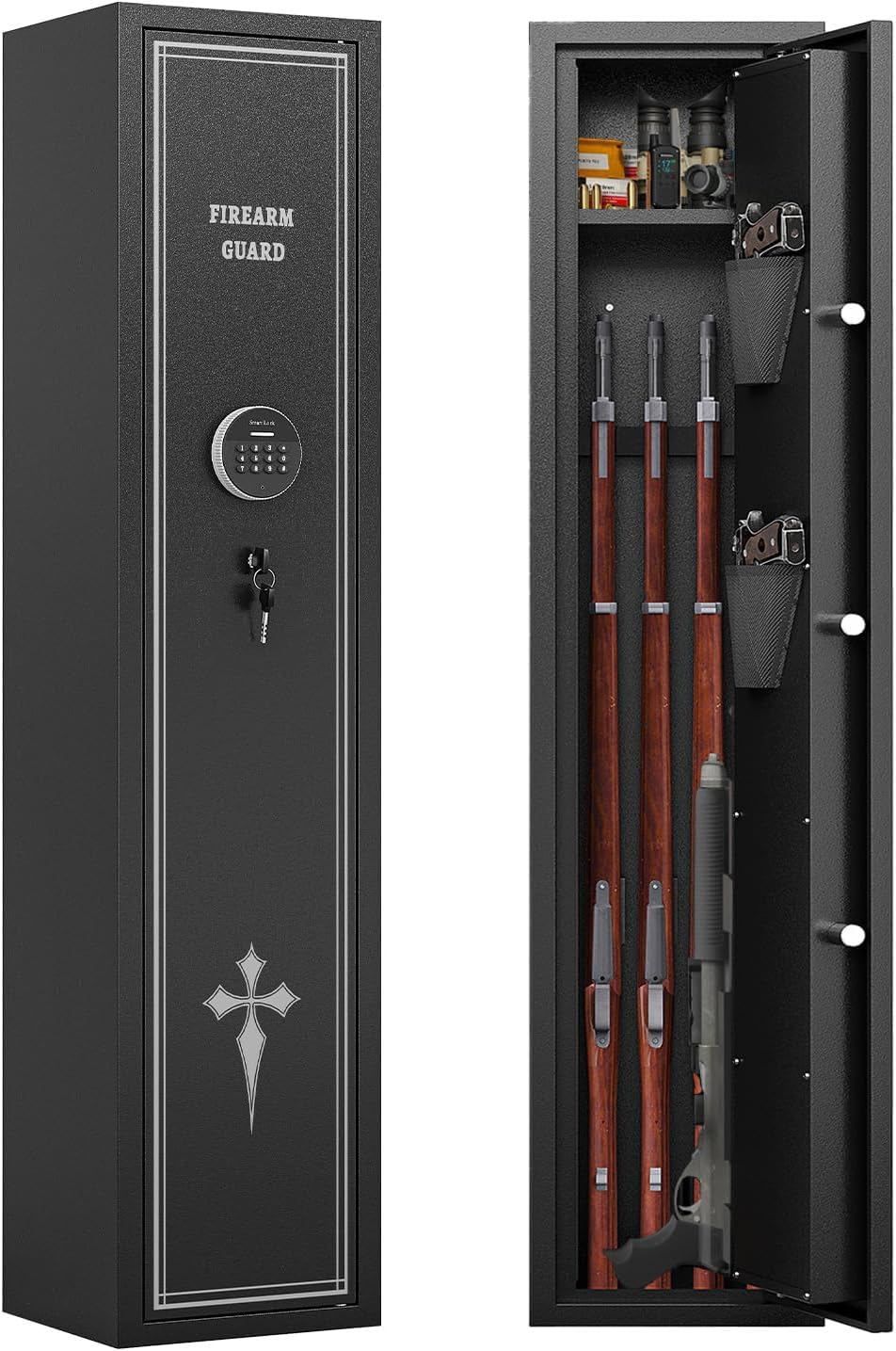 KAER 2-3 Gun Safe for Rifles and Pistols Gun Safe for Home with Quick Access Removable Shelf Gun Cabinet with Removable Gun Racks Pistol Pockets for Home,Office,Warehouse
