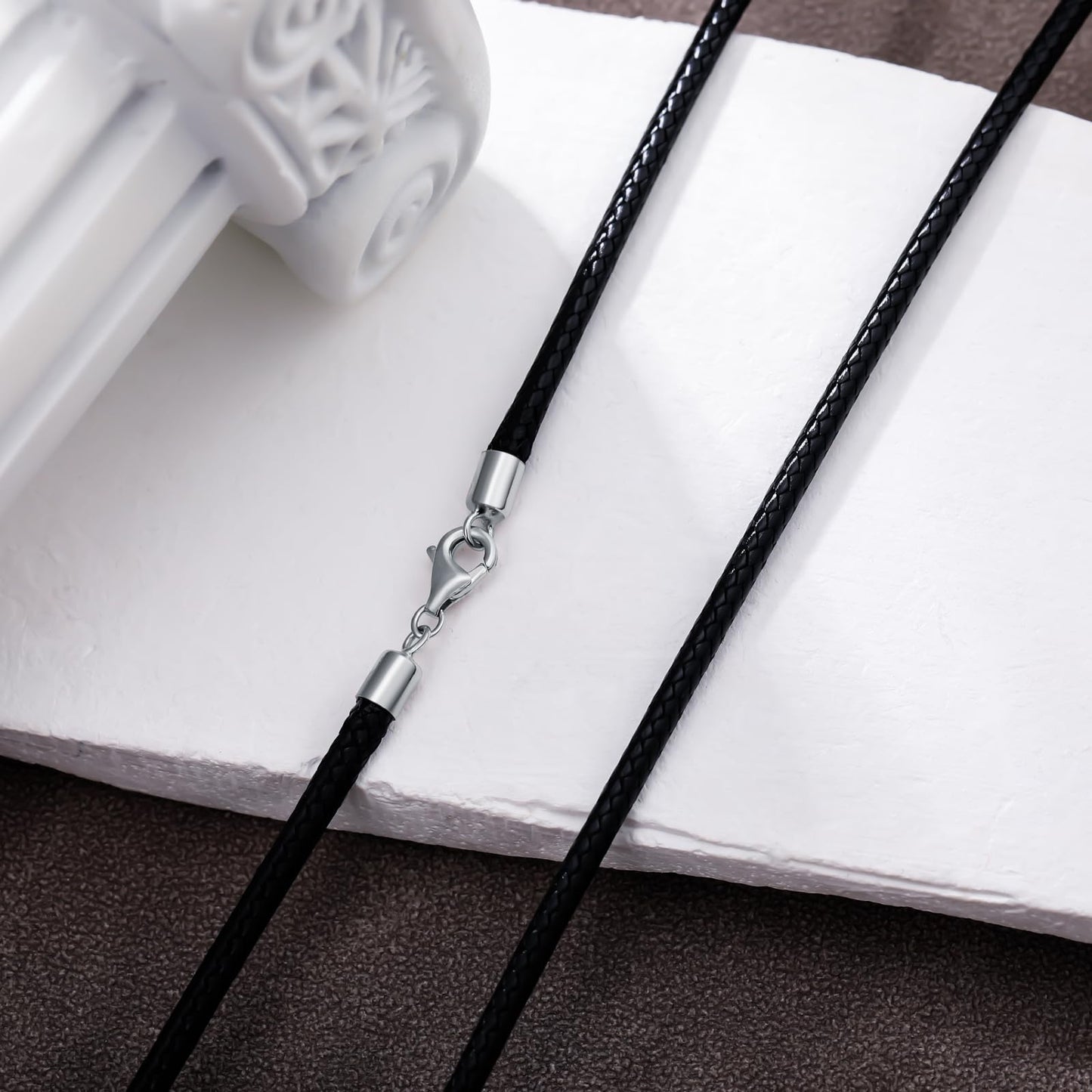 PDTJMTG Leather Necklace Cord 2MM 3MM Leather Chain with Sterling Silver Clasp 18, 20, 22, 24, 26 Inches (18 inches, 2mm)
