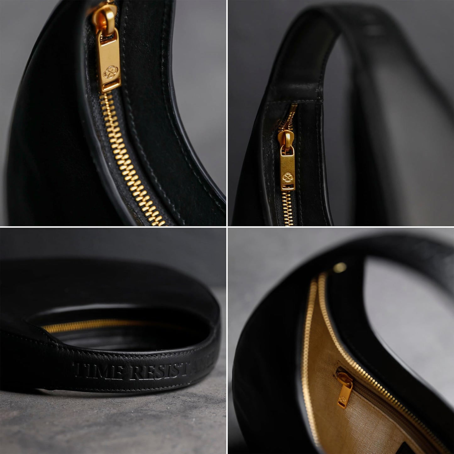 Time Resistance Leather Handbag - Purse for Women - Moon Bag - Top Handle Handbag – Crescent Hobo Purse (Black)