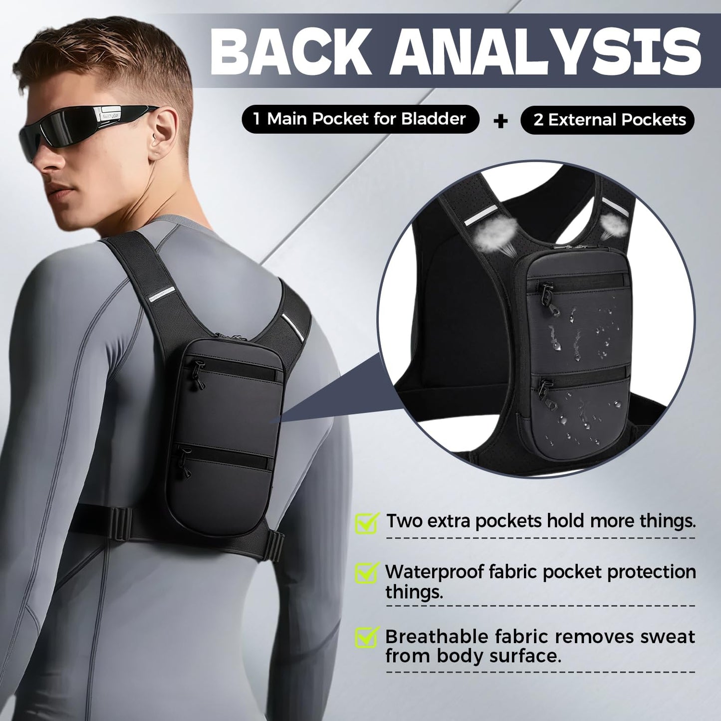 Running Hydration Vest Backpack with 800 ML Water Bladder, Minimalist Running Vest for Women Men with Phone Holder, Extra Storage for Hiking Cycling Marathon (Full_Black, One Size fits All)