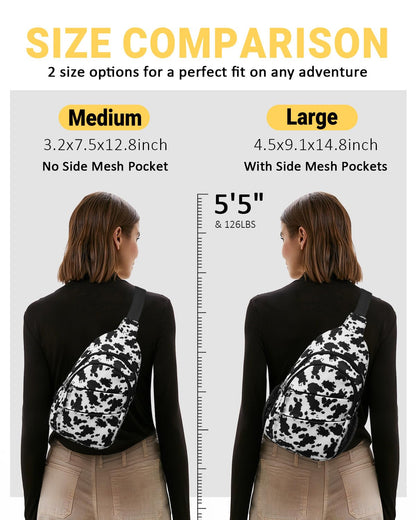 Tuwubi Crossbody Bags for Women, Sling Bag for Men, Small Hiking Backpack Anti Theft Lightweight for Outdoors Travel (M, Black)