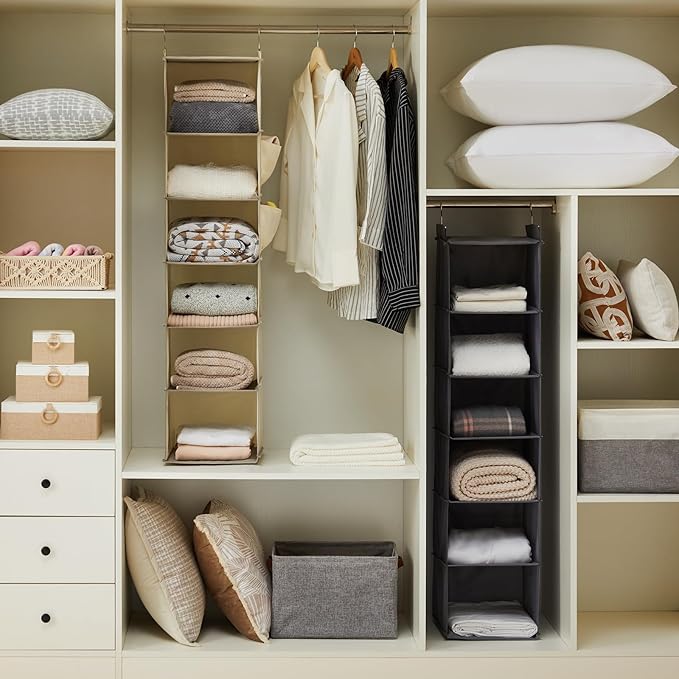 YOUDENOVA Hanging Closet Organizer, 6-Shelf Closet Hanging Storage