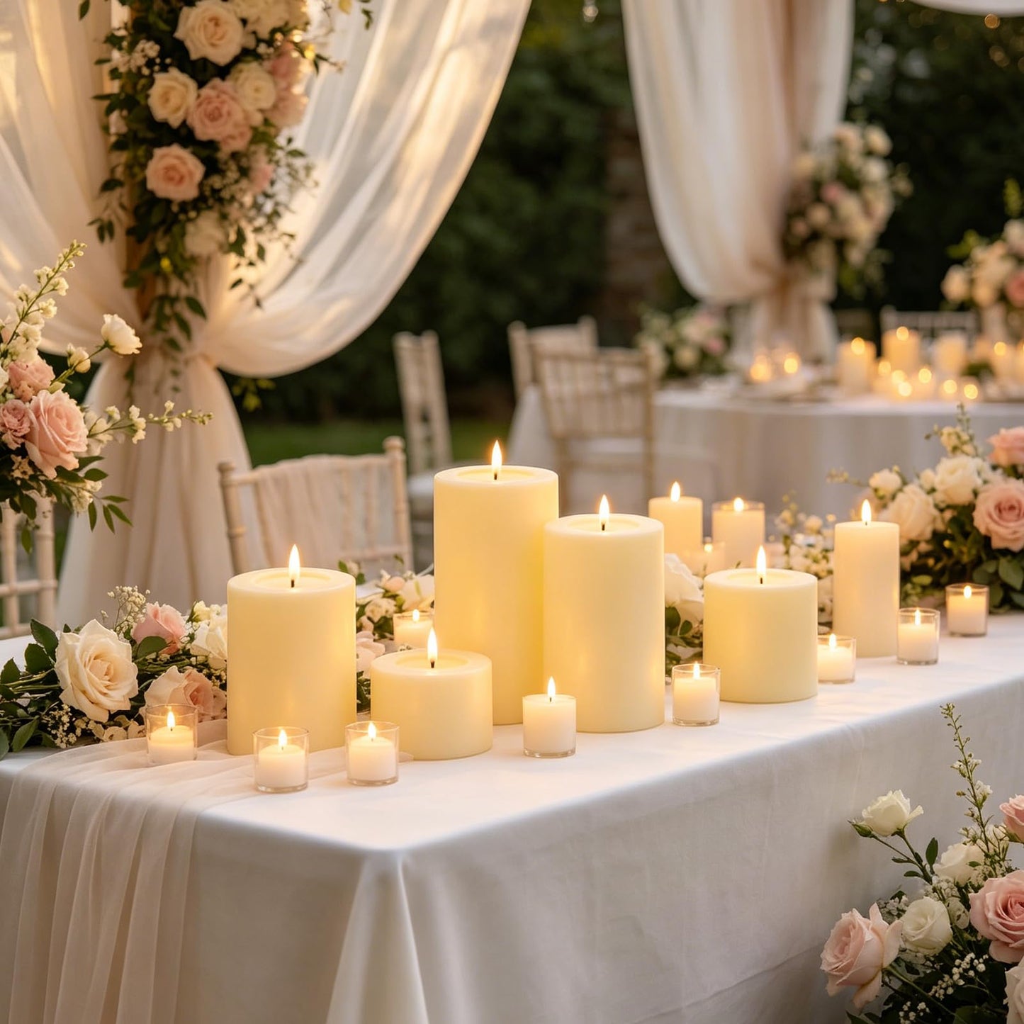 kakoya 5 Pack Flickering Flameless LED Candles with Remote,D3 x H3/4"/5"/6"/7" Battery Operated Pillar Candles Only Need 1 AA Battery Each for Home Wedding Holiday Decor,Ivory
