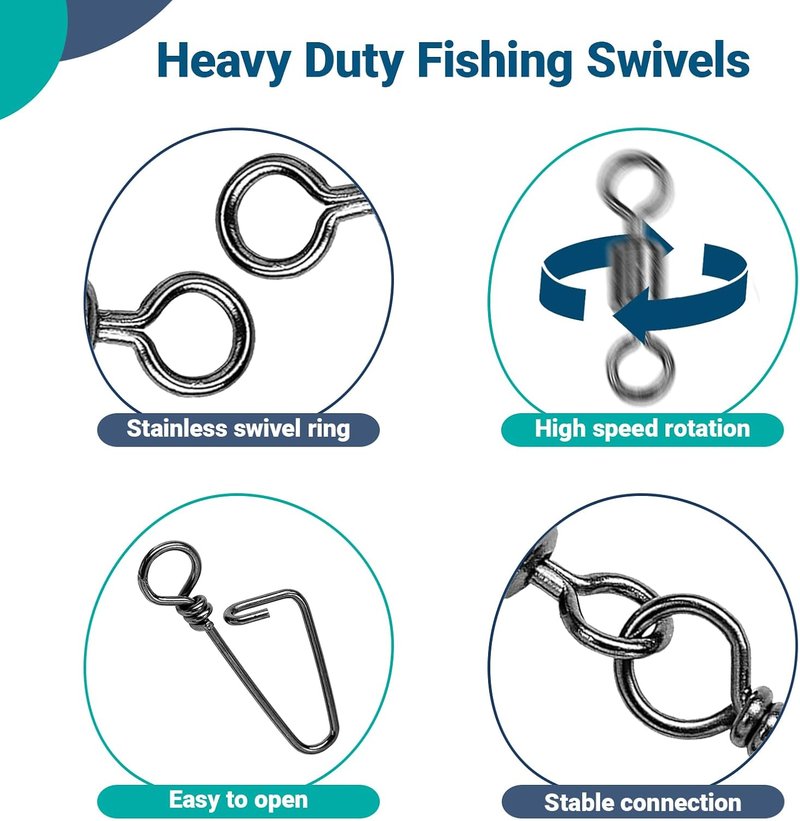 High-Strength Fishing Snaps - Stainless Steel Barrel Swivels | Freshwater Lure Connector