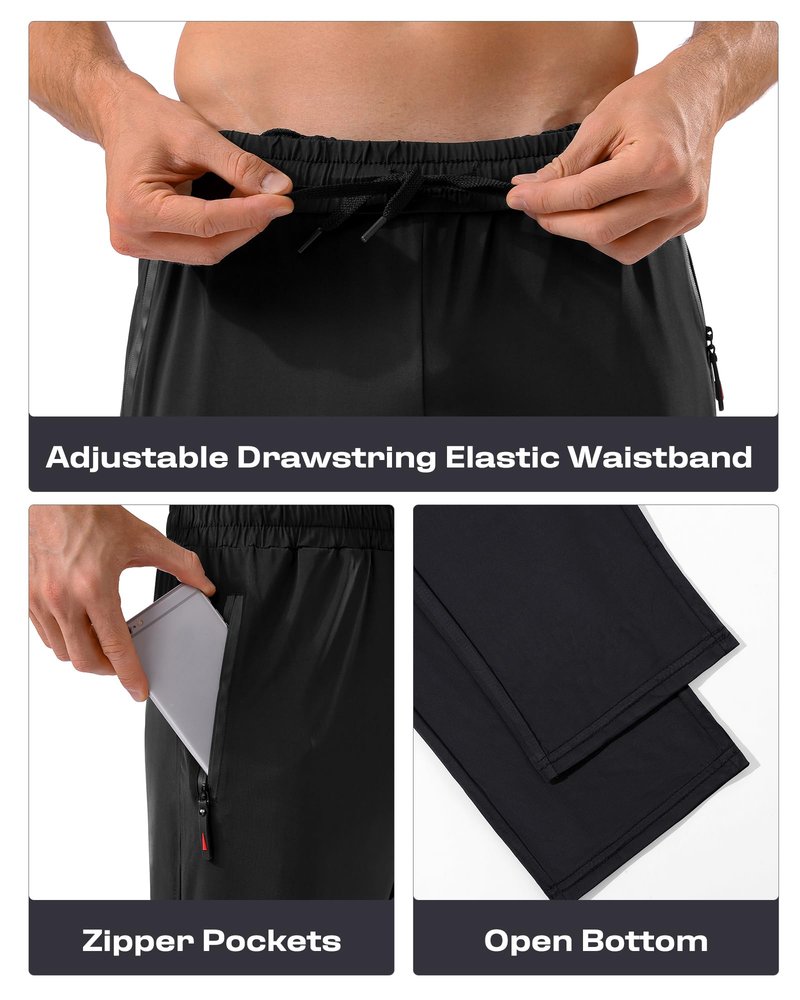 MSGD 5 Pack Men's Sweatpants with Zipper Pockets Stretch Lightweight Athletic Track Activewear Pants for Men Joggers Running Workout Gym,L