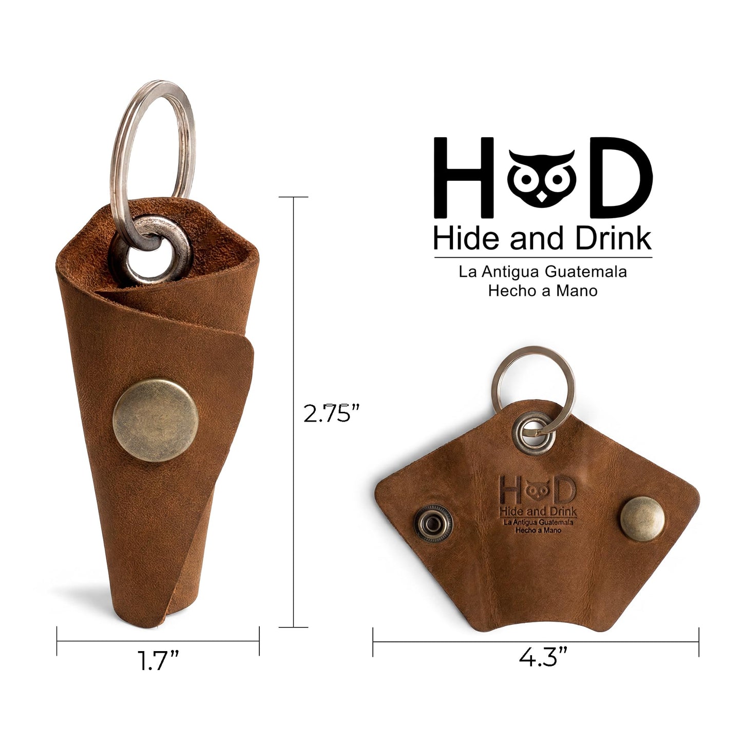 Hide & Drink Full Grain Leather Wrap Keychain, Organizer Snap Closure, Key Ring Cover, Silencer Sleeve Key Holder for Men (Swayze Suede)