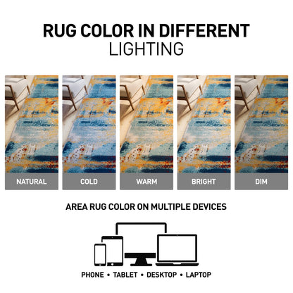 Rugshop Sky Collection Abstract Area Rug, Fade-Resistant Carpet for Open Living Areas or Bedroom,Living Room,Dining Room 7'10" x 10'
