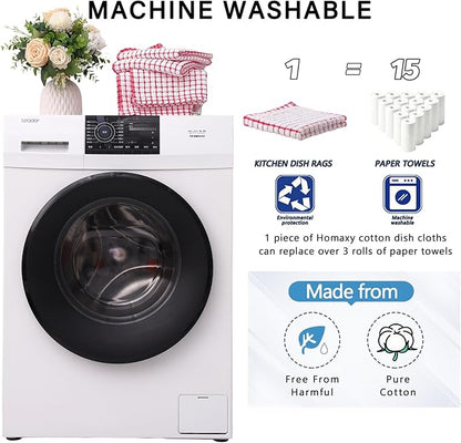 Homaxy Kitchen Towels and Dishcloths Set, 16 x 25 and 12 x 12 Inches, Super