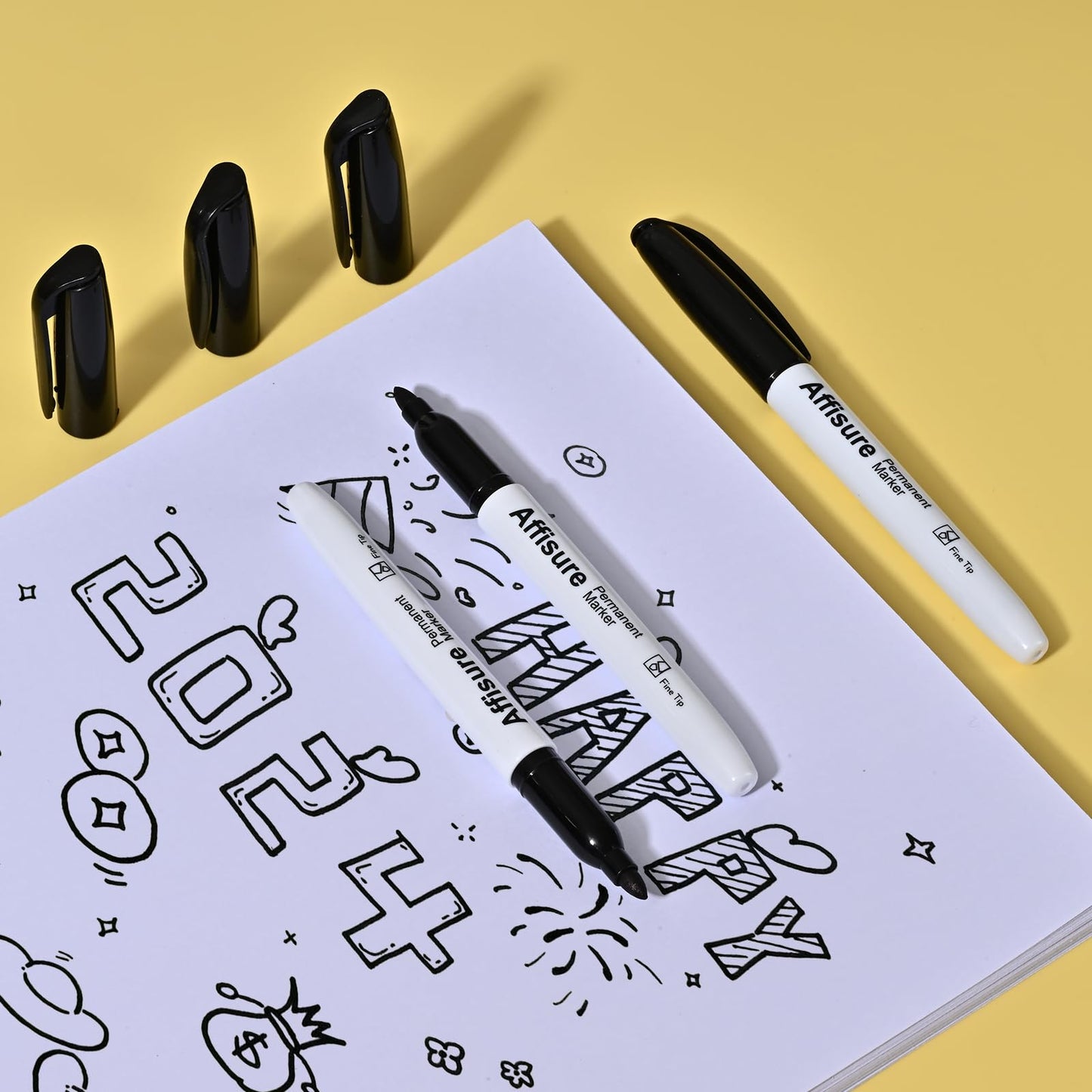Affisure Permanent markers, 60 packs permanent markers bulk, quick drying in one second, waterproof, smooth, not easy to erase, durable, can be marked on glass, tiles and cloth, office supplies