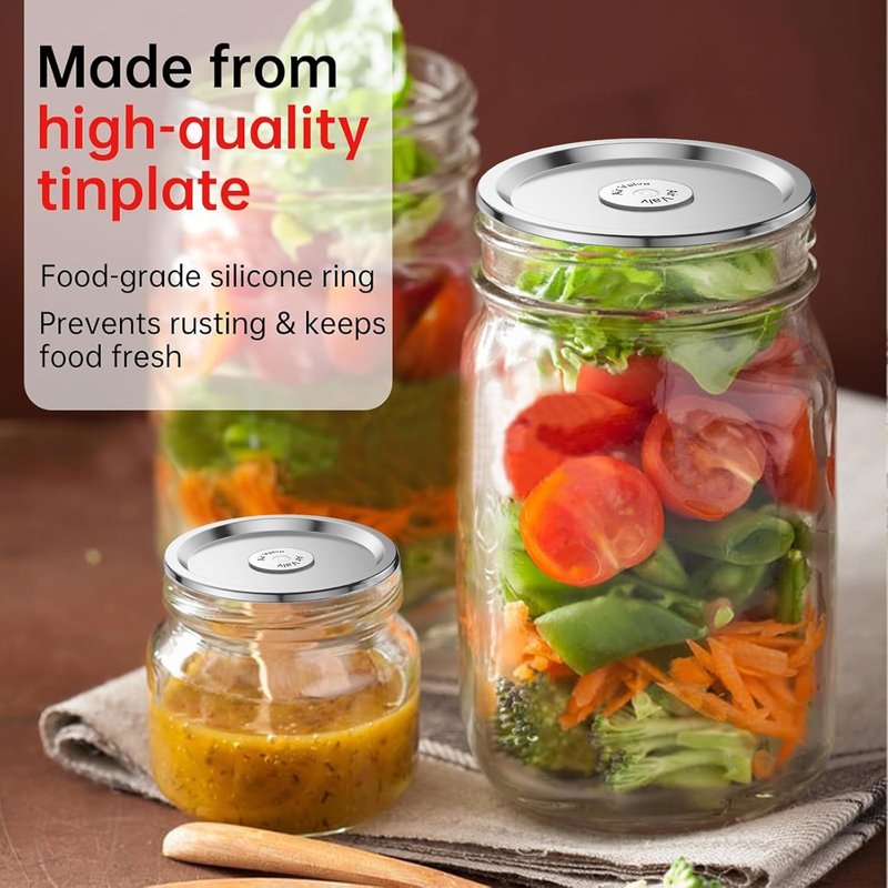 Wide Mouth Canning Lids - 24Pcs Split-Type Metal Mason Jar Lids | Food Grade, Airtight Fit for Ball & Kerr Jars