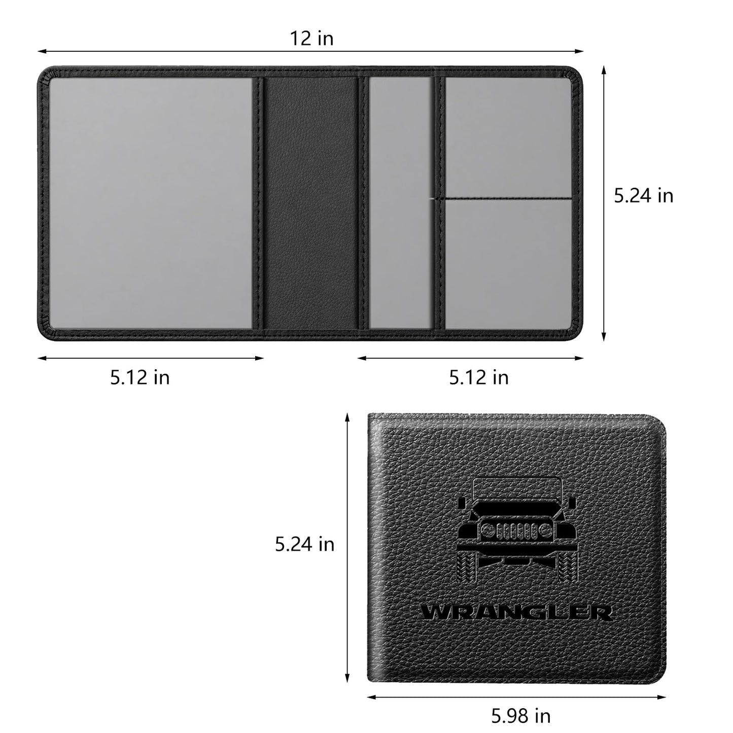 ATBUSTERA Car Registration and Insurance Card Holder for Wrangler JL JLU JK JKU 4XE, Premium Leather Glove Box Organizer, Vehicle Document Wallet for Wrangler Accessories 2007-2026