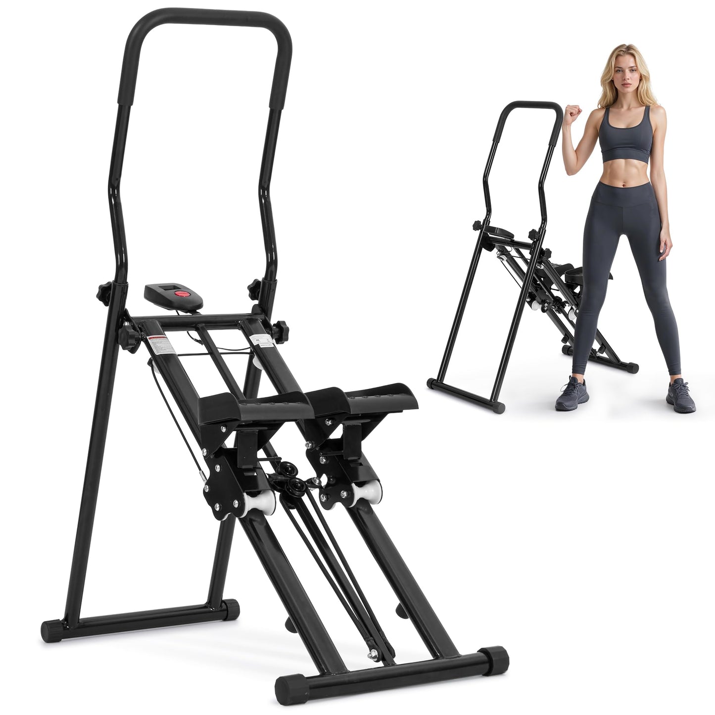 BODIOO Stair Stepper for Home Gym, Stair Climber with Adjustable Handlebar & Dual Incline Pedals, Compact Folding Cardio Exercise Climber for Full-Body Workout
