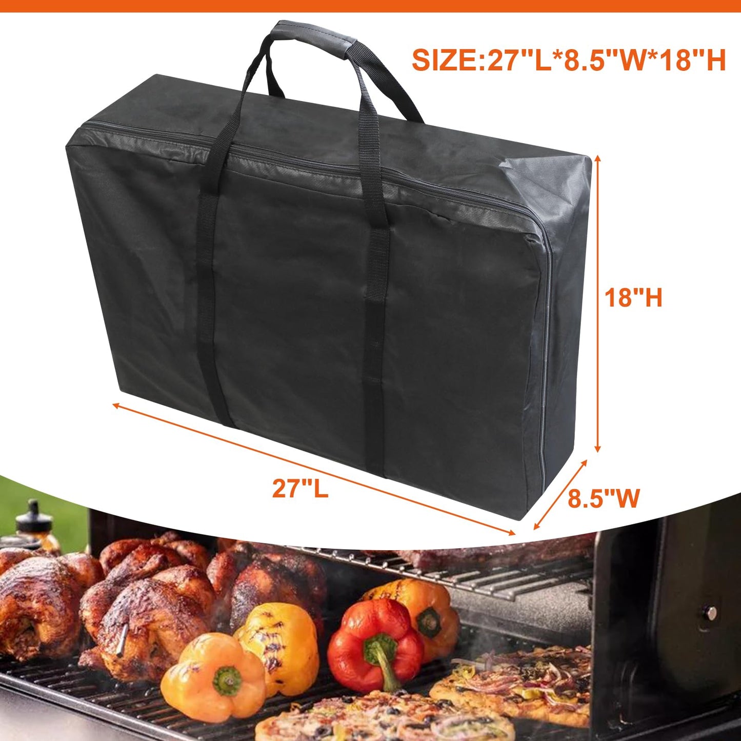 27-Inch Tabletop Griddle Grill Carry Bag 27 * 8.5 * 18inch fit for 27inch Royal Gourmet CB2701 600D Waterproof Heavy Duty Carry Bag