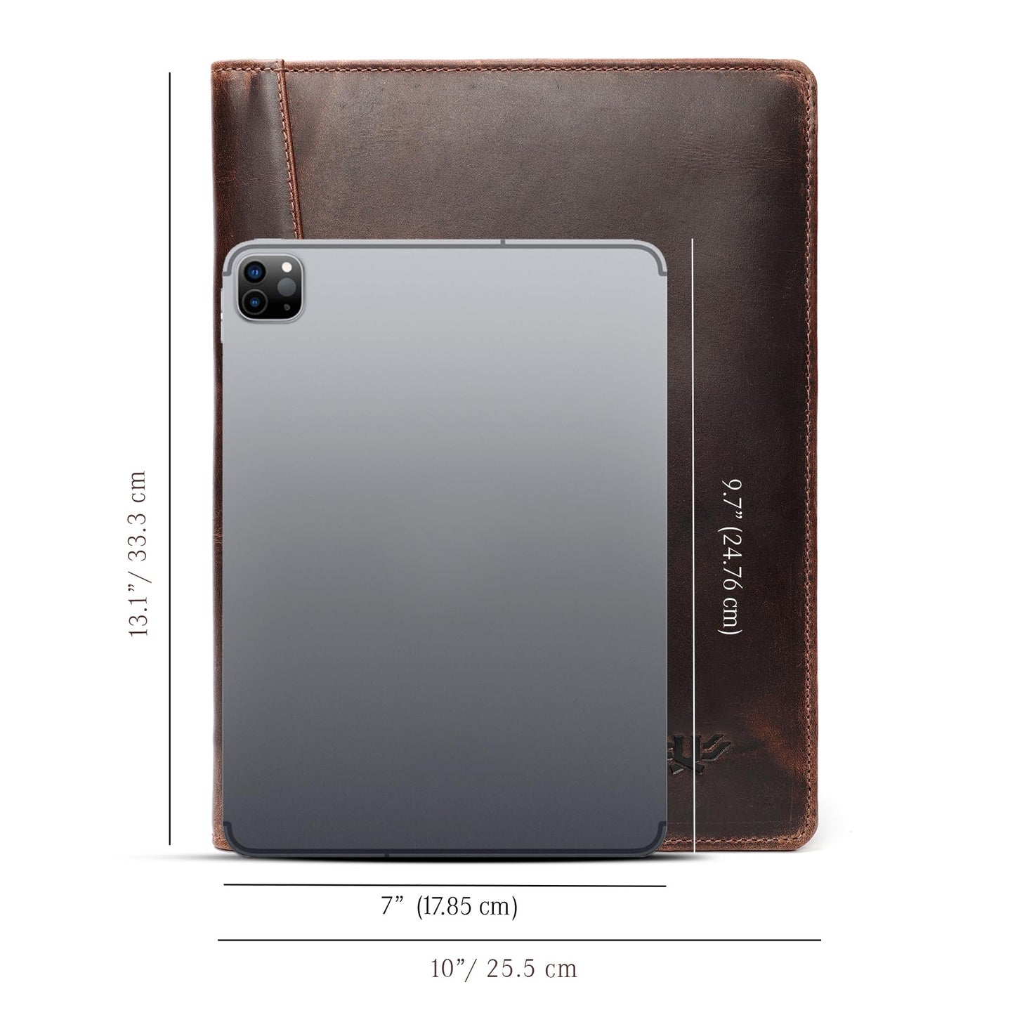 Leather Portfolio Binder, Professional Organizer Padfolio – Resume Folder, Business Card & Document Holder, Portfolios for Men & Women, Office & Business Supplies | (Medium - Brown)