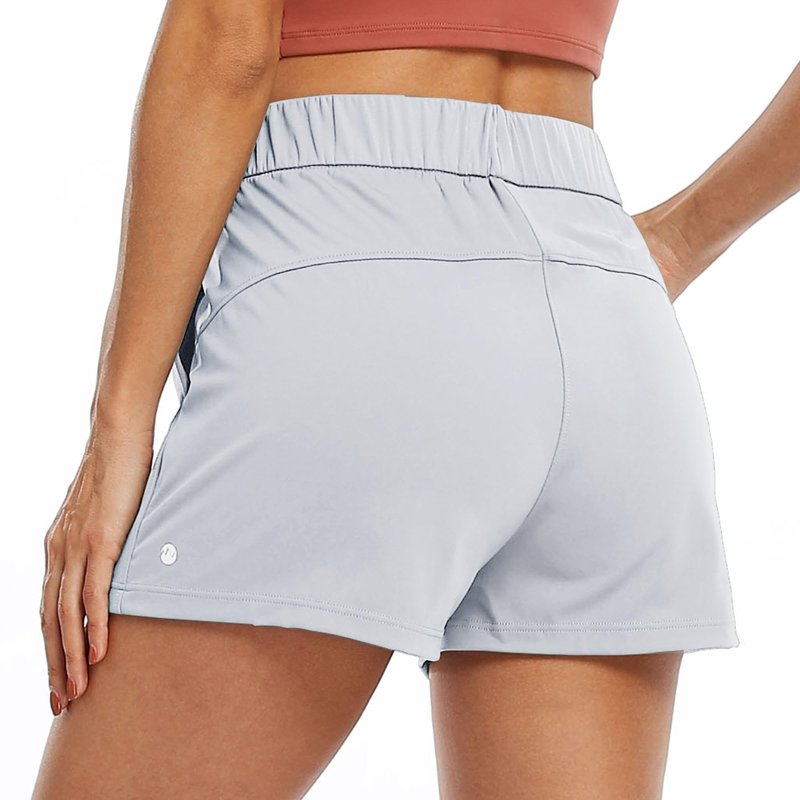 Willit Women's Hiking Athletic Shorts Yoga Lounge Active Workout Running Shorts Comfy Casual with Pockets Light Gray M