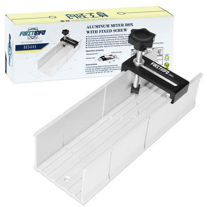 FIRSTINFO H5441 Metal Aluminum Miter Box 9.8 Inch Mitre Box for Manual Saw for Hand Saw 3 Cutting Angles with Fixable Screw