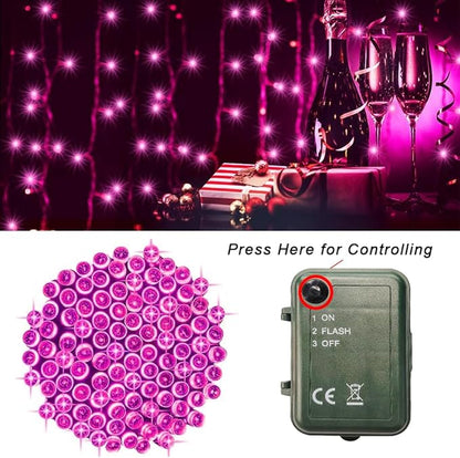 Pink String Lights Battery Powered, 2 Pack Total 33 FT 100 LED Christmas String Lights for Indoor Outdoor Decoration, Twinkle Fairy Light for Halloween Home Party Room